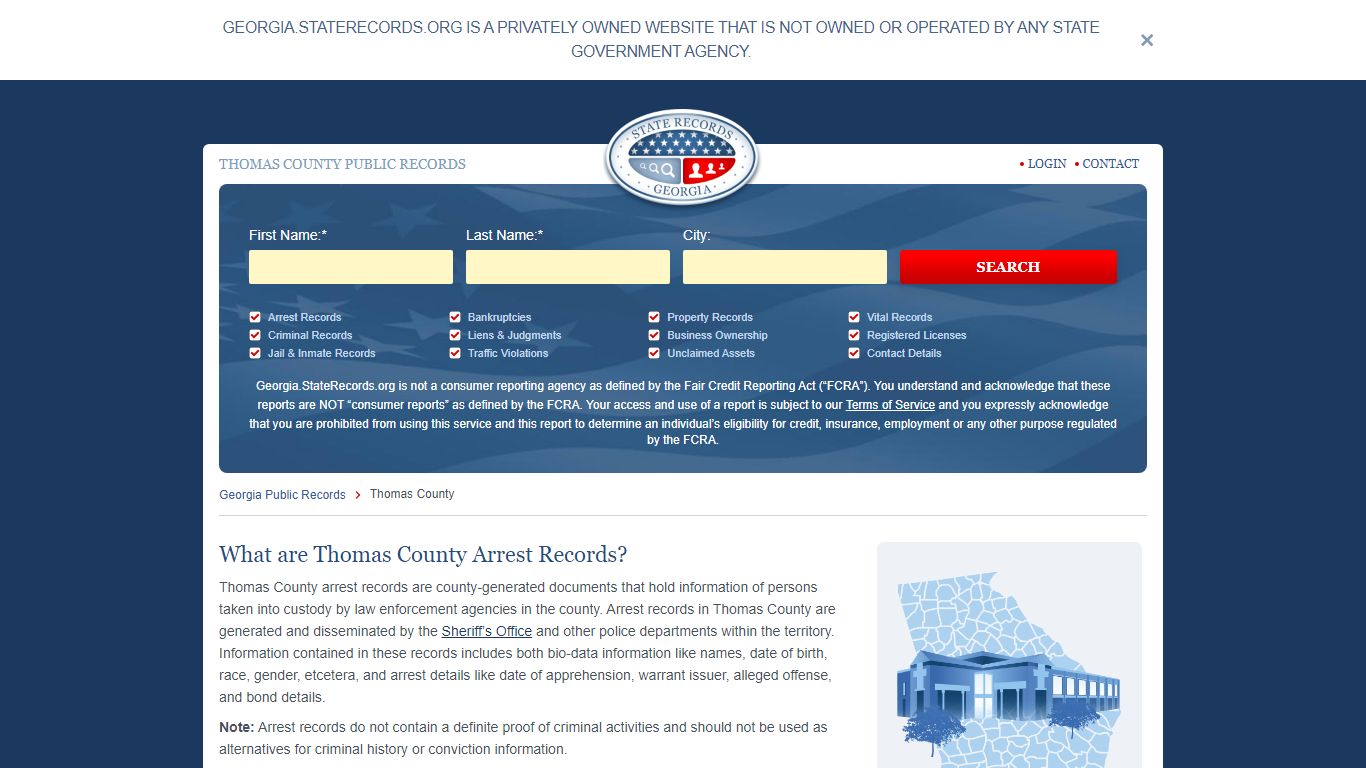 Thomas County Arrest, Court, and Public Records | StateRecords.org